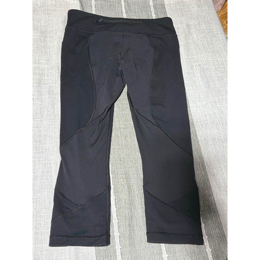 Lululemon Womens Black Cropped Leggings Activewear Yoga Pants Size 8 - Picture 4 of 5